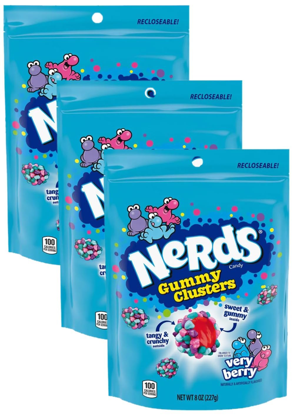 Buy now NERDS Gummy Clusters Candy, Rainbow, Crunchy and Gummy, 8 oz Very Berry 8 oz (Pack of 3) at indiglob india