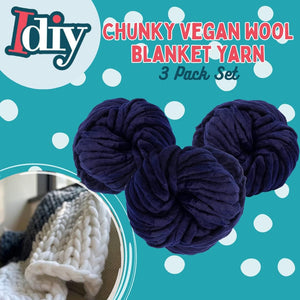 Chunky Vegan Wool Yarn 3 Pack (111 Yards Total, 37 Each Skein) - Navy Blue - Fluffy Polyester Yarn Perfect for Soft Throw & Baby Blankets, Arm Knitting, Crocheting & DIY Crafts and Art Projects