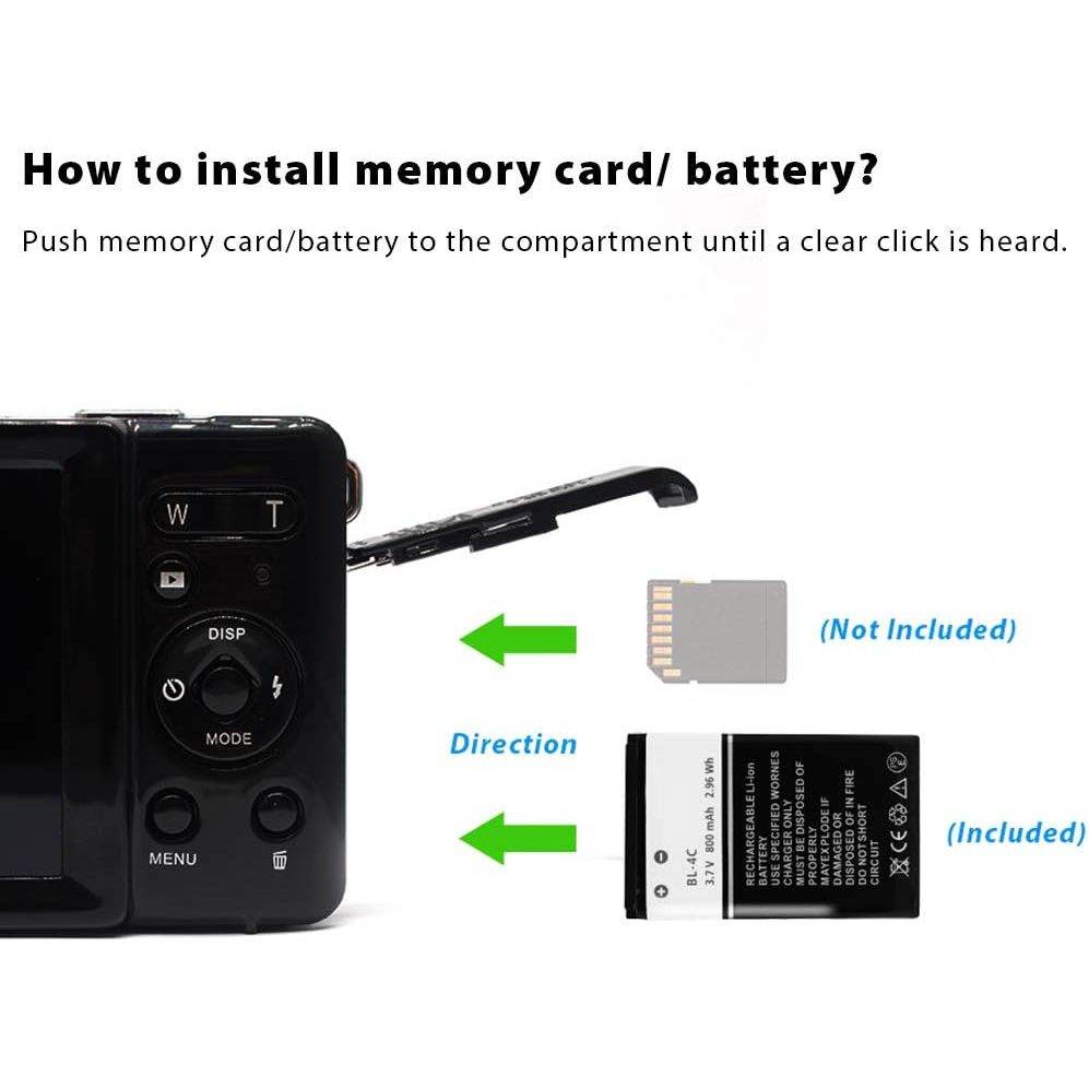 2.8 inch LCD Rechargeable Mini Digital Camera, Vmotal 1080P Video Camera Digital Students Cameras 20MP Compact Camera Travel,Holiday,Birthday Present for Kids/Beginners/Teens/Seniors (Black) - My Store