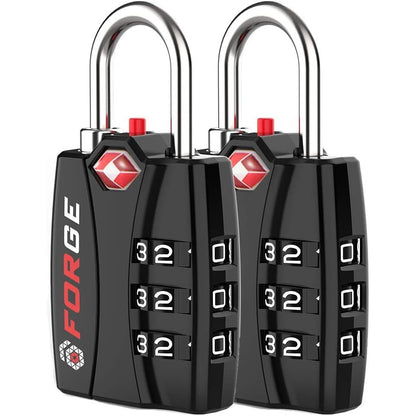 Forge TSA Approved Luggage Locks - Black 2 PK