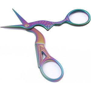 BIHRTC Stainless Steel Sharp Tip Classic Stork Scissors Crane Design Sewing DIY Tools Dressmaker Shears Scissors for Embroidery, Craft, Needle Work, Art Work & Everyday Use (3.6", Colorful)