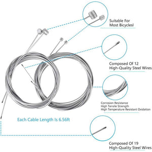 Bike Brake Cable Shifter Cable, Bicycle Gear Cable Wire for Mountain Bike, Bike Brake Wire Set for Universal Bike, Including 18 PCS Complete Inner Replacement Set
