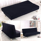 Solid Colour Armless Sofa Bed Cover Polyester Spandex Stretch Futon Slipcover 3 Seater Elastic Full Folding Couch Sofa Shield fits Folding Sofa Bed Without Armrests 80" x 50" in (Black)