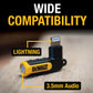 Buy now DEWALT Heavy Duty 3.5mm to Lightning Adapter, 90Degree L Connector Female to 3.5mm Male Headphone Jack Adapter for iPhone, Compatible Lightning to 3.5 mm Headphone Jack Adapters, Adapts Legacy Devices at indiglob india