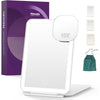 LED Foldable Travel Makeup Mirror - 5x7 inches 3 Colors Light Modes USB Rechargeable Touch Screen, Portable Tabletop Cosmetic Mirror for Travel, Cosmetic, Office (White) - A-white