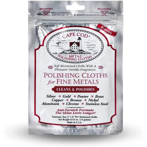 Cape Cod Polishing Cloths for Fine Metals | Jewelry Cleaner and Tarnish Remover | Silver Polishing to a Brilliant Shine | Foil Pack of (2) 4x6 Cloths