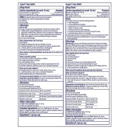 Buy now VICKS Kids DayQuil & NyQuil Berry Cold & Cough Medicine Co-Pack, Daytime & Nighttime Relief of Multiple Symptoms, Great-Tasting Berry Flavor, Free of Alcohol & Acetaminophen, for Ages 6+, 2x8oz at indiglob india
