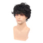 Kaneles Mens Short Curly Black Wig with Bang Costume Halloween Cosplay Party Natural Hair Wig