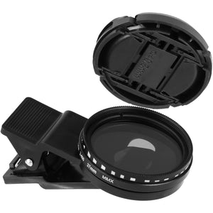 Phone Camera Lens, 37mm Clip-on ND 2-400 Cell Phone Lens Adjustable Density Filter with Phone Clip for iPhone for Samsung Android Smartphones