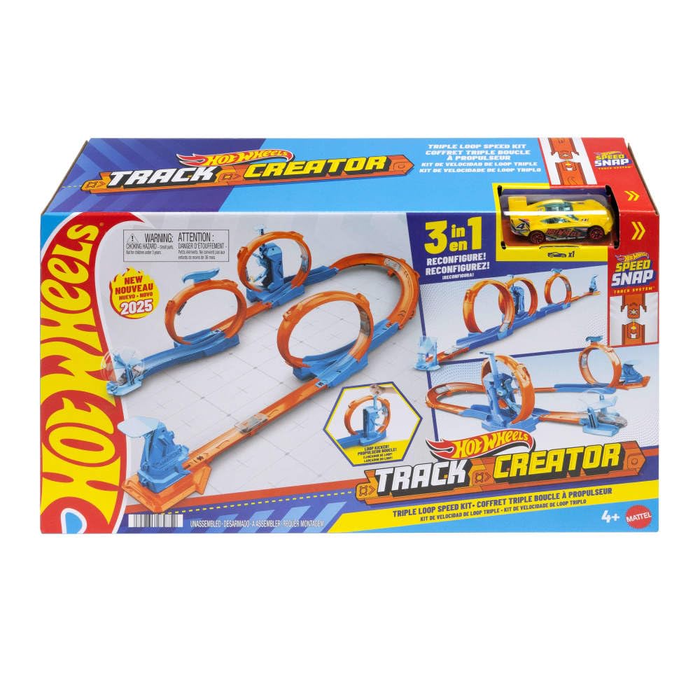 Buy now Hot Wheels Toy Car Track Set, Triple Loop Pack & 1:64 Scale Vehicle, Track-Building Components with 3 Loops, Speed Snap Tracks & Adapters at indiglob india