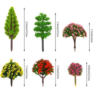 70pcs Mini Mixed Miniature Fake Trees Model Train Scenery Artificial Wargame Trees Model Railroad Scenery Diorama Supplies for DIY Landscape