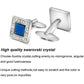 Blue Navy Crystal Square Cufflinks for Men Classical Cuff Links with Gift Box Elegant Style