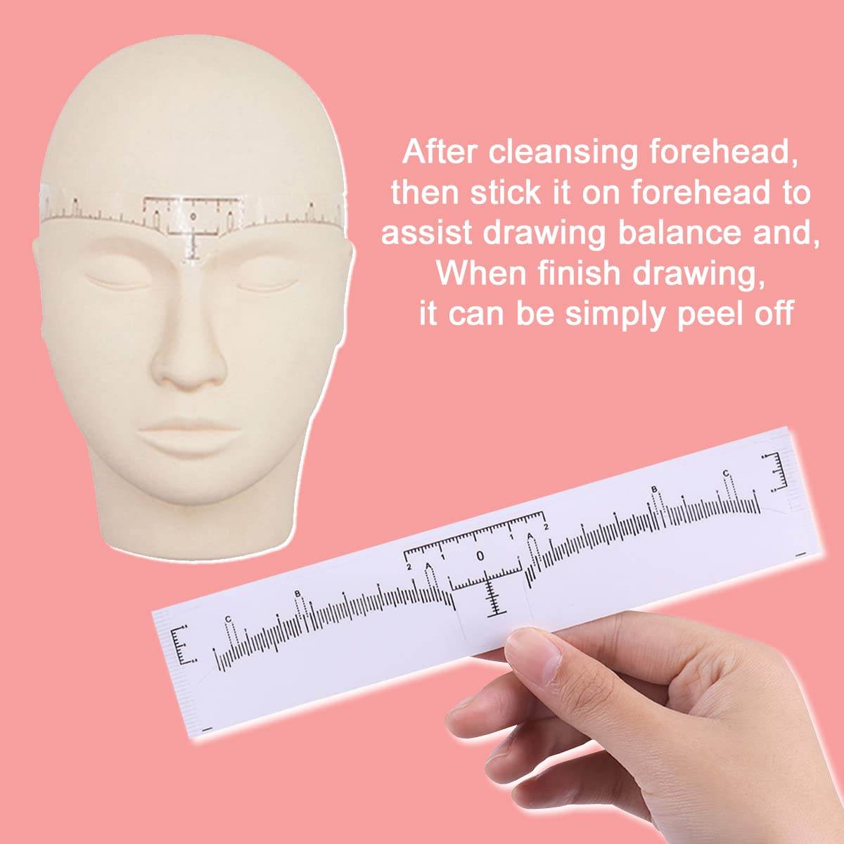 100 Pack Eyebrow Ruler, KINGMAS Disposable Brow Ruler Microblading Adhesive Eyebrow Sticker Stencil Guide Measuring Tool - My Store