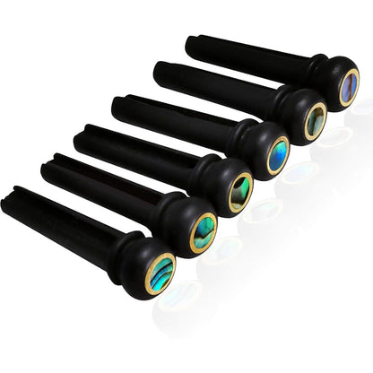 Ebony Guitar Bridge Pins Endpin Inlaid Abalone Dot Acoustic Guitar Replacement Parts Accessories