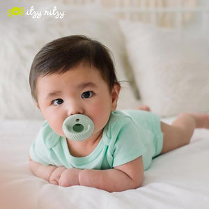 Itzy Ritzy Silicone Pacifiers for Newborn - Itzy Soother Pacifiers Feature Collapsible Handle & Two Air Holes for Added Safety; For Ages Newborn and Up, Set of 2 in Agave & Succulent