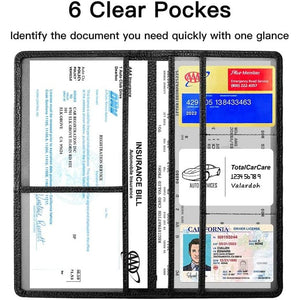 Premium Car Registration and Insurance Card Holder, Car Document Holder for Cards, Driver License & other Essential Documents (Black)