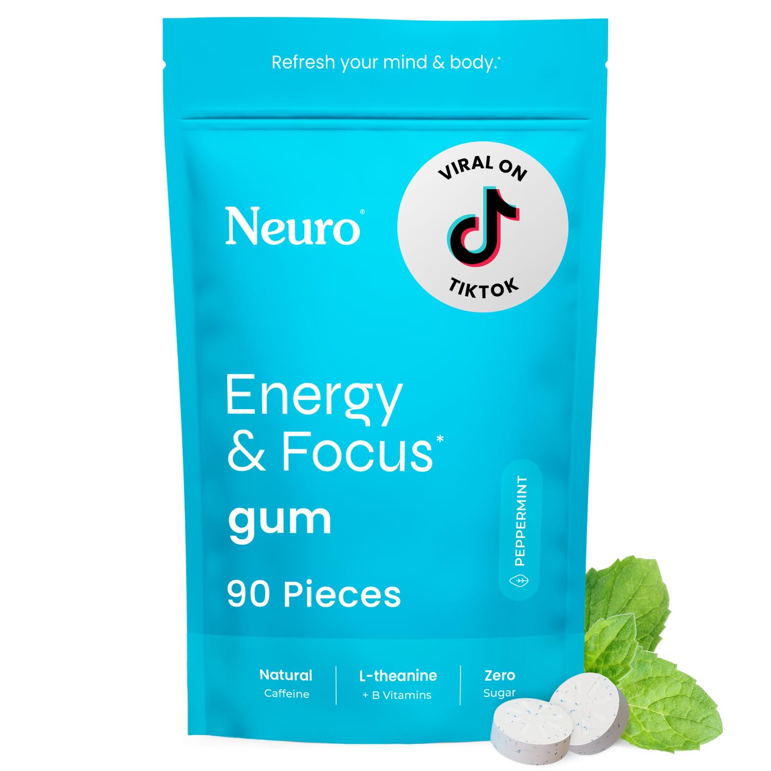 Buy now Neuro Energy & Focus Gum - 40mg Natural Caffeine Gum & Nootropic Energy Supplement with L-Theanine & B Vitamins - Sugar Free, Vegan - Peppermint, 90ct 90 Count (Pack of 1) Peppermint at indiglob india