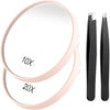 Funtopia Magnifying Mirror Suction Cup, 10x Mirror and 20X Magnifying Makeup Mirrors, Portable Travel Mirror and Tweezers Kit for Eyebrow Tweezing, Blackhead Blemish Removal (Pink, 3.5 Inch) - 3. Pink