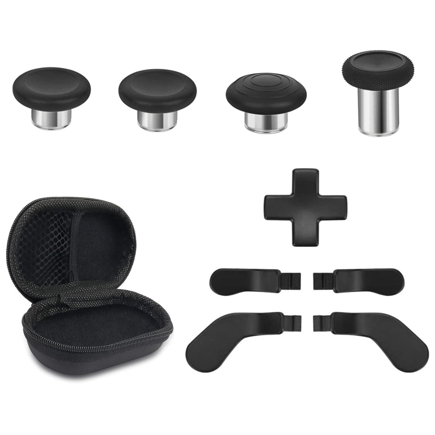 Buy now Metal Replacement Thumbsticks for Xbox Elite Controller Series 2 Core, Component Pack Includes 4 Swap Magnetic Joysticks, 4 Paddles, 1 Standard D-Pads, Accessories Parts for Xbox One Elite 2(Black) black at indiglob india
