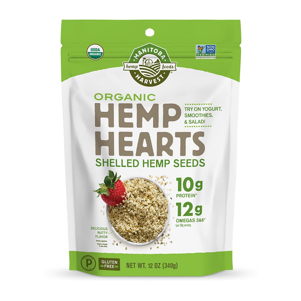 Buy now Manitoba Harvest Organic Hemp Hearts, Shelled Hemp Seeds - 7oz - 10g Plant Protein & 12g Omega 3 & 6 per 30g serving - Easy-to-Digest seeds with 9 Essential Amino Acids - Gluten Free, Vegan, Non-GMO at indiglob india