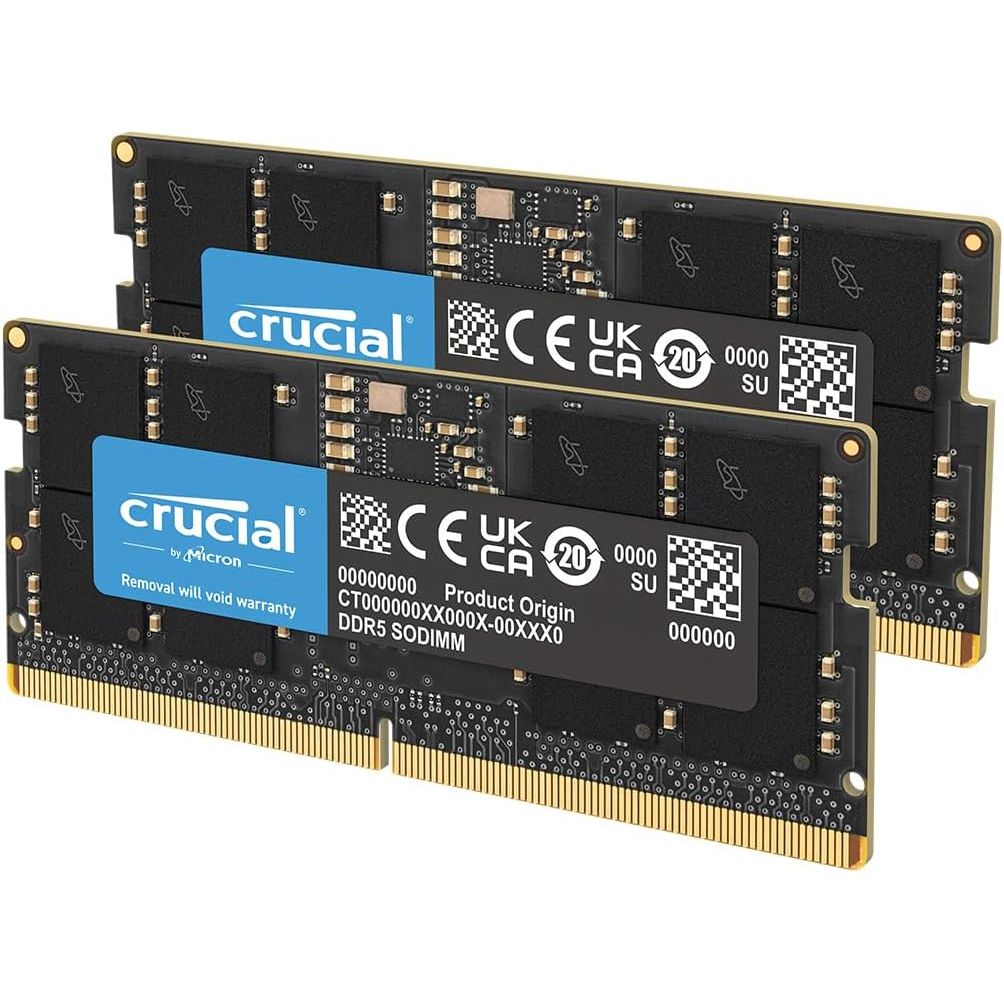 Crucial 32GB DDR5 RAM Kit (2x16GB), 4800MHz CL40 Laptop Memory - Compatible with Intel 12th Gen and AMD Processors - CT2K16G48C40S5