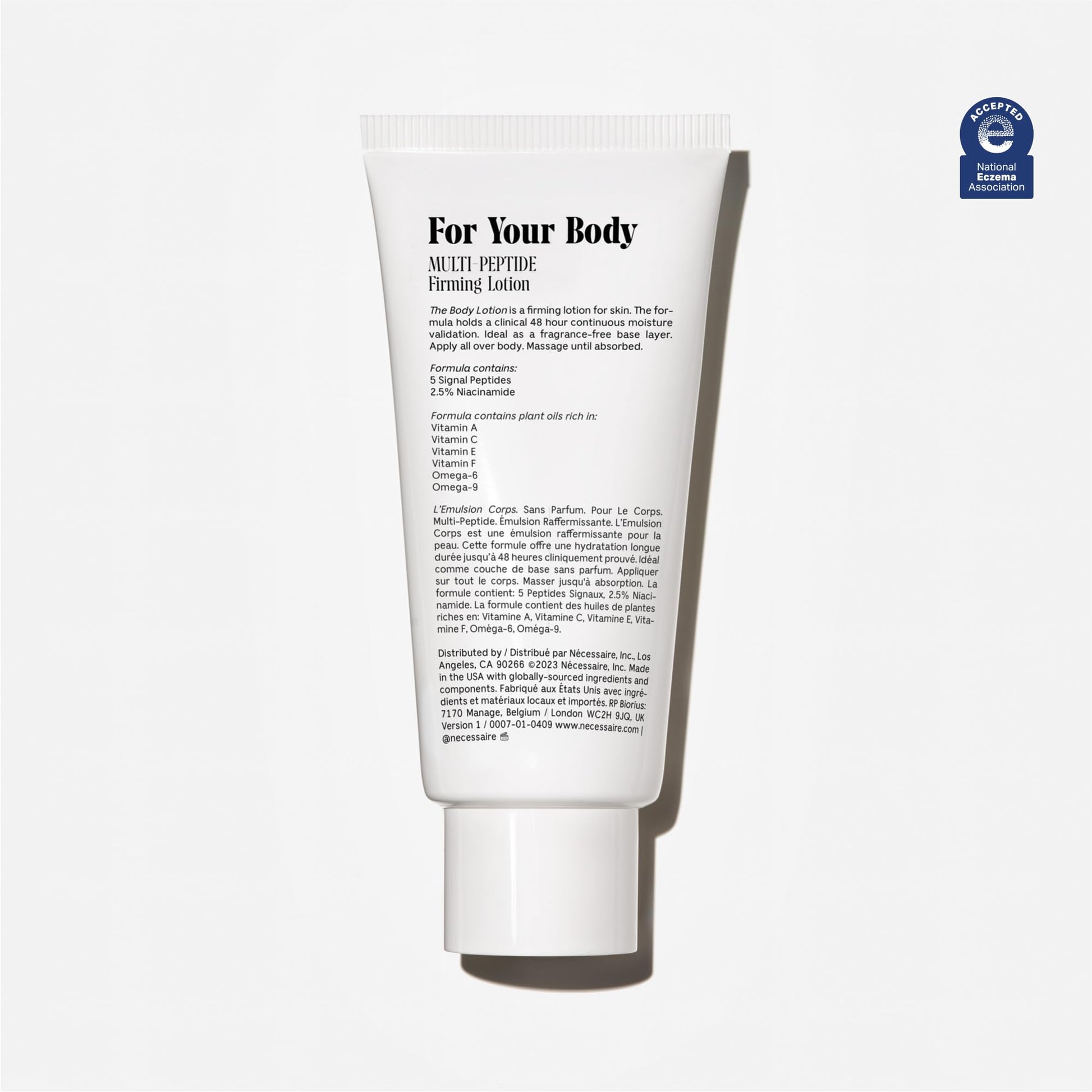 Buy now Nécessaire The Body Lotion Fragrance-Free - Multi-Peptide Moisturizer - Firming Body Lotion for Women + Men. 2.5% Niacinamide. Non-Comedogenic + Hypoallergenic for Sensitive Skin– 200 ml/6.8 fl oz at indiglob india