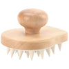 Scalp Massager Shampoo Brush, Wooden Wet and Dry Hair Scalp Care Brush, Shower Brush Scalp Scrubber Exfoliator with Soft Silicone Bristles for Dandruff Removal, Hair Growth (White) - Beige