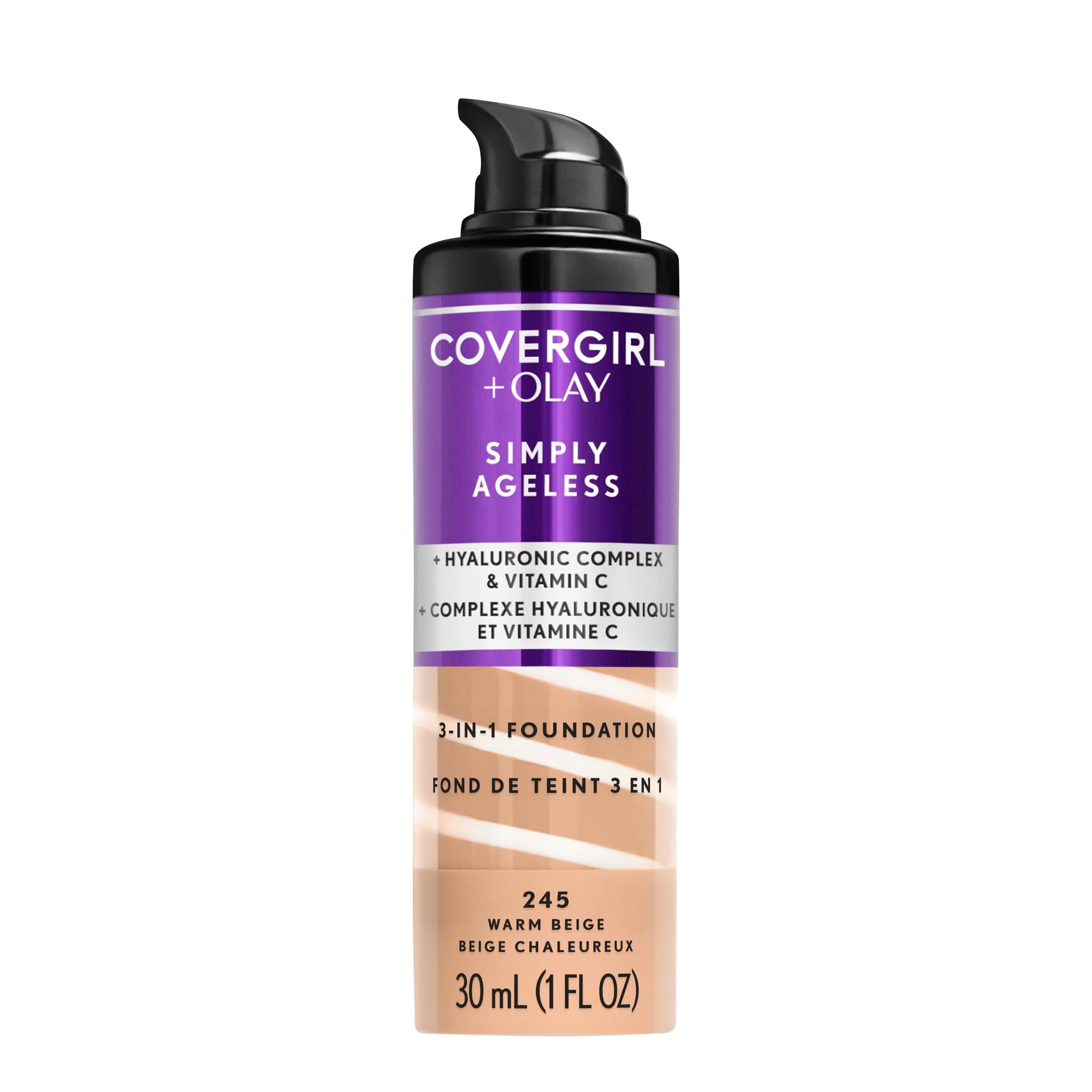 Buy now COVERGIRL & Olay Simply Ageless 3-in-1 Liquid Foundation, Matte Finish, Hyaluronic & Vitamin C Formula, 240 Natural Beige, 1 Count 245 Warm Beige (Pack of 1) 1 Fl Oz (Pack of 1) at indiglob india
