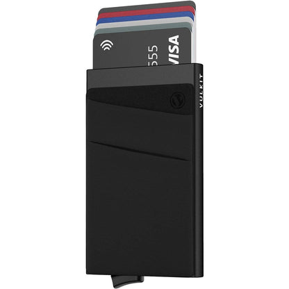 VULKIT Card Holder with Money Pocket Pop Up Wallet RFID Blocking Slim Metal Bank Card Case Holds 5 Cards and Notes
