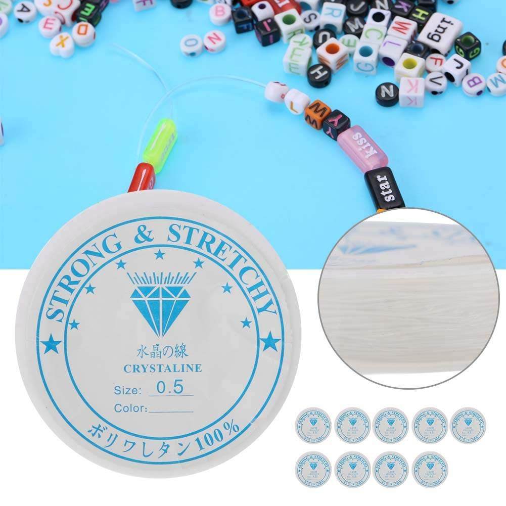 10 Rolls Elastic String, 0.5mm/18m Strong Crystal Stretchy Elastic Line Transparent Beading String Thread for Jewelry Making Beading Bracelet Wire (0.5mm/18m) - My Store