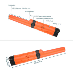 Longruner Metal Detector Pin Pointer Probe Waterproof Handheld Pinpointer with Holster Treasure Hunting Unearthing Tool Accessories