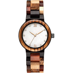 Buy now GORBEN Solid Wood Watch Women Quartz Multicolor Wooden Band Wristwatch Reloj de Mujer with Box (Type 2-1) at indiglob india