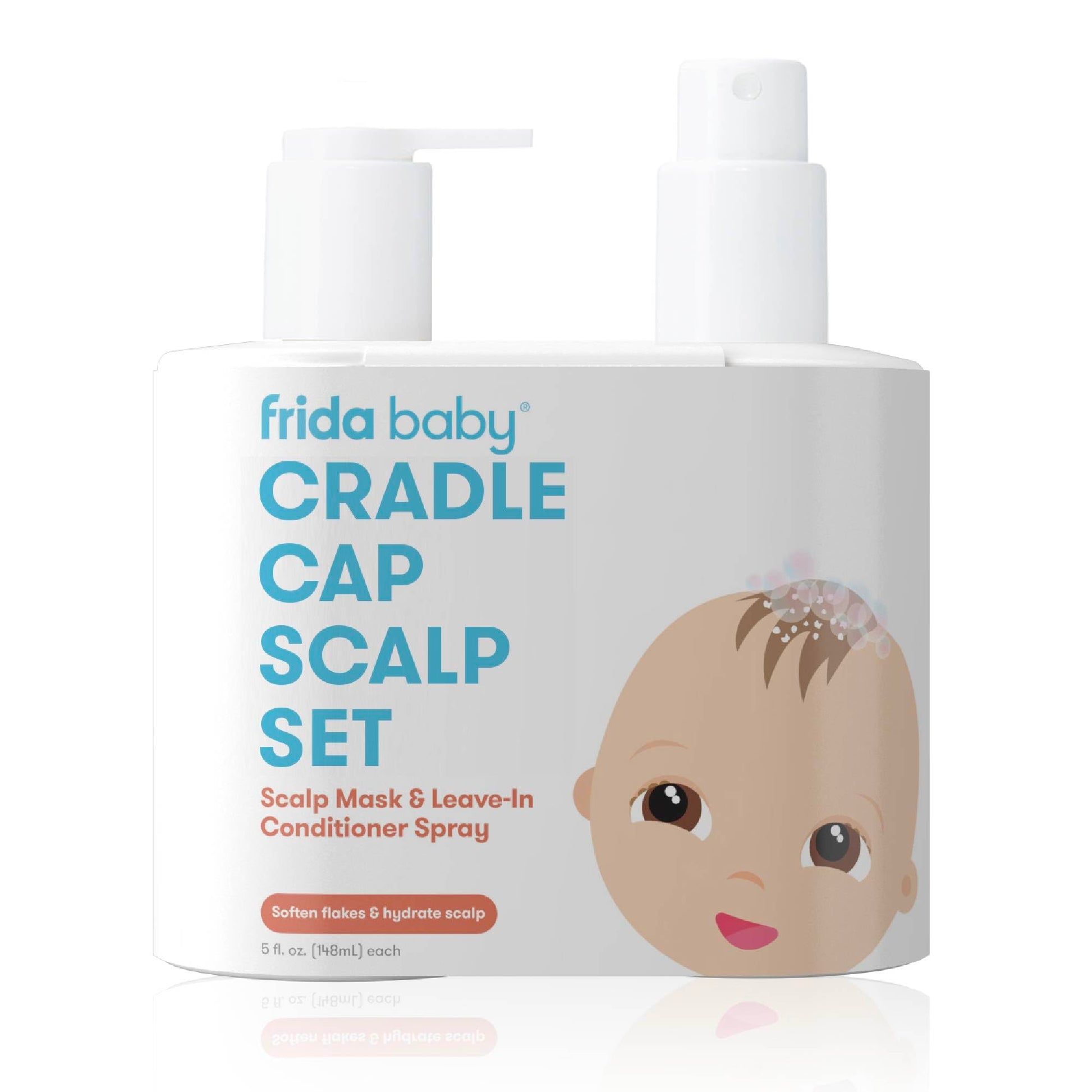 Buy now Frida Baby The 3-Step Cradle Cap System, DermaFrida The FlakeFixer, Sponge, Brush, Comb and Storage Stand for Babies with Cradle Cap, White-Blue at indiglob india