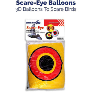 Bird-X Scare-Eye Balloons, Predator 3D Eye Balloons with Glaring, Bright Colors, Cover up to 6,000 sq. ft. Area, Pack of 3, Yellow, White, and Black