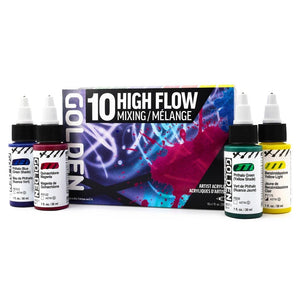 Buy now High Flow Acrylics by GOLDEN, High Flow Mixing Set, 10 Colors, Professional Acrylic Paint at indiglob india