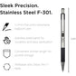 Zebra Pen F-301 Ballpoint Fine Point 0.7mm Stainless Steel Retractable Ballpoint 2-Pack – Easy-Glide Ink, Non-Slip Grip, Metal Clip, Refillable with F-Refill, Professional Design (27112)