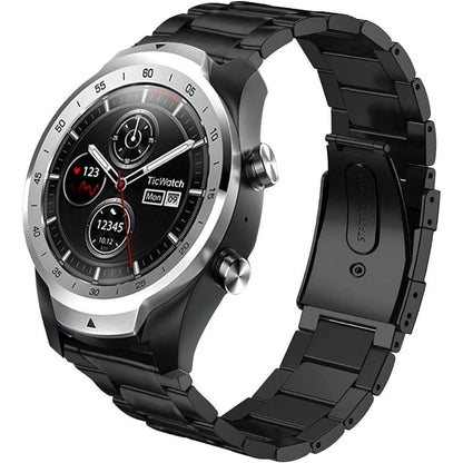 Aimtel Compatible with TicWatch Pro 3 Band/Pro 4G LTE/Pro 2020 Bands, 22mm Stainless Steel Wristband Metal Replacement Strap for Ticwatch Pro Series Smartwatch (Black) - My Store