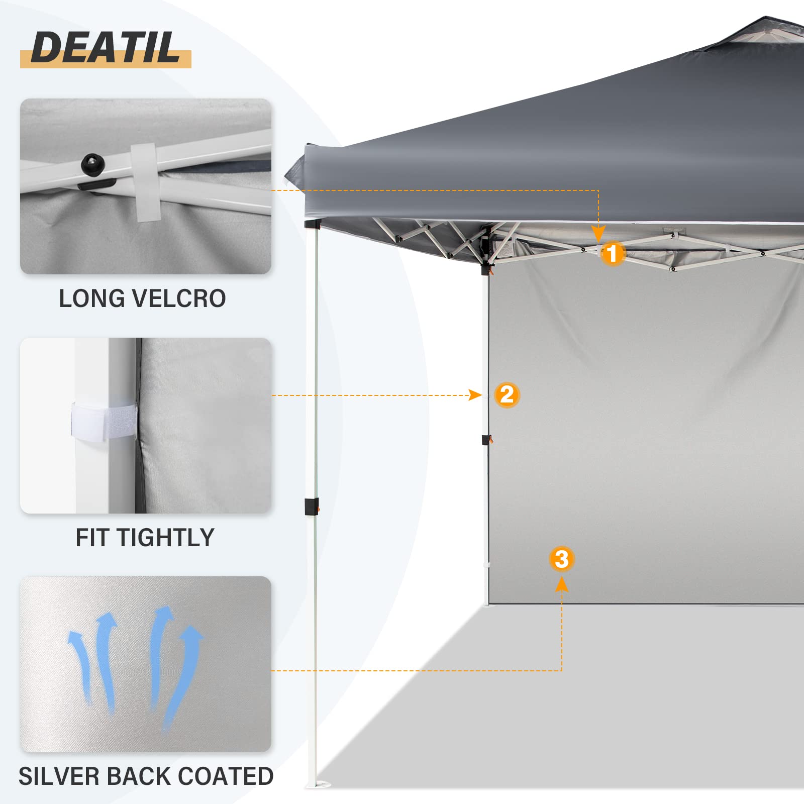 Buy now LAUSAINT HOME 10x10 Instant SunWall for Gazebo Pop up Canopy, 1 Pack Sidewall with Removable Velcro Straps for Outdoor Canopies Tent，UV30+ (Gray) at indiglob india