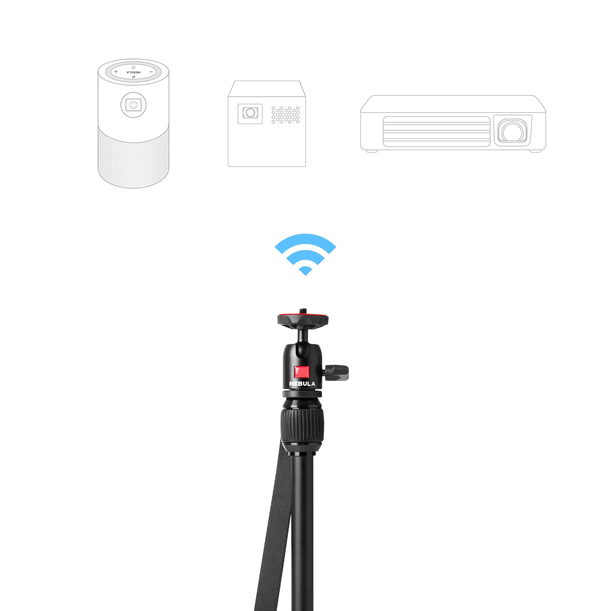 Buy now Nebula Adjustable Tripod Stand, Compact, Portable Projector Stand, Includes Universal Mount and Swivel Ball Head - Aluminum Alloy Tripod Stand, for Capsule 3, Capsule 3 Laser, Capsule Air at indiglob india