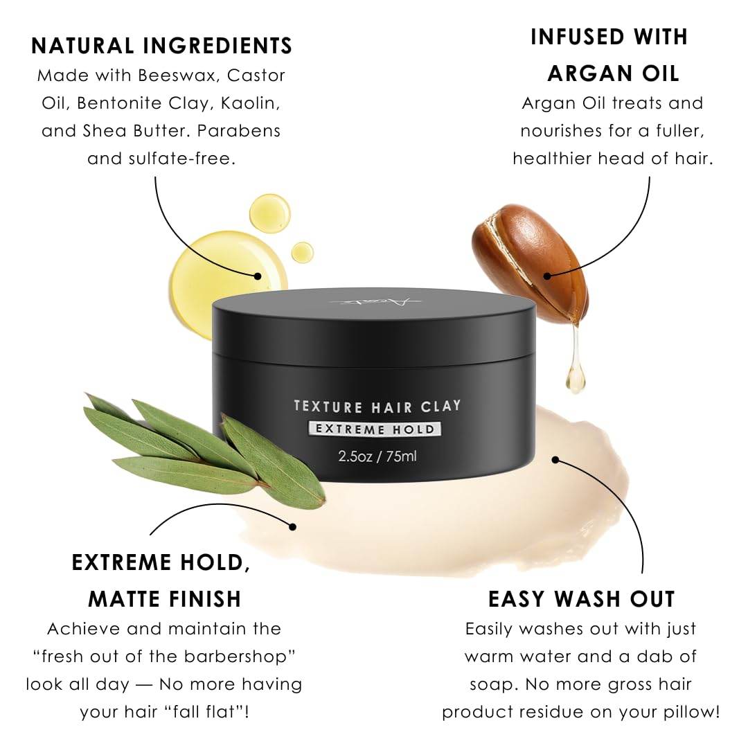 Alex Costa Hair Clay for Men by Forte Series Extreme Hold Men's with Natural Ingredients to Add Texture, Volume and Definition to Thick/Coarse Hair Premium Men's Hair Styling Products - My Store