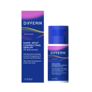 Differin Dark Spot Correcting Face Serum, Dark Spot Correcting Serum by the makers of Differin Gel, Gentle Skin Care for Acne Prone Sensitive Skin, 1 oz (Packaging May Vary)