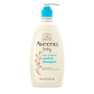Buy now Aveeno Baby Daily Moisture Gentle Body Wash & Shampoo with Oat Extract, 2-in-1 Baby Bath Wash & Hair Shampoo, Tear- & Paraben-Free for Hair & Sensitive Skin, Lightly Scented, 18 fl. oz at indiglob india