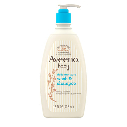 Buy now Aveeno Baby Daily Moisture Gentle Body Wash & Shampoo with Oat Extract, 2-in-1 Baby Bath Wash & Hair Shampoo, Tear- & Paraben-Free for Hair & Sensitive Skin, Lightly Scented, 18 fl. oz at indiglob india