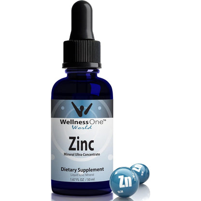 WellnessOne Ionic Liquid Zinc Drops for Immunity Support - Highly Absorbable Zinc Liquid Supplements for Kids & Adults - USA Tested, Vegan, Non-GMO, Gluten-Free, 1.67 fl oz