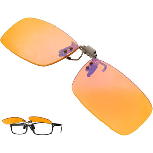 BRADDELL UV Blue Light Blocking Clip-on Amber Fit over Glasses for Driving Car Headlight Glare and Light Sensitivity