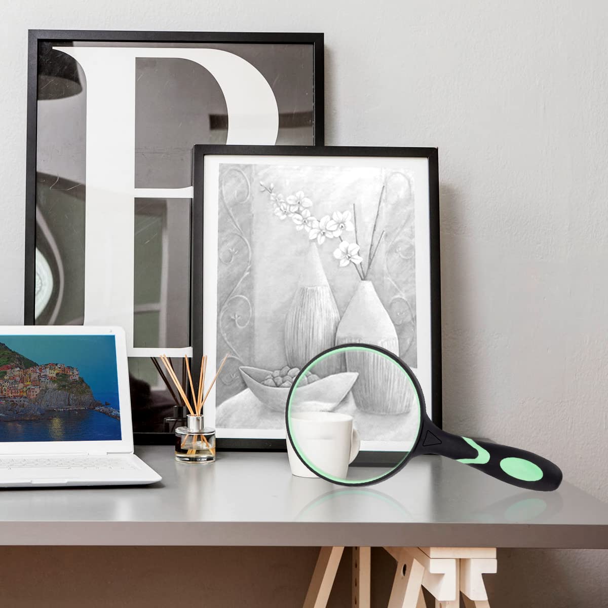 Buy now Large Magnifying Glass 10X Handheld Reading Magnifier for Seniors - 100MM 4INCHES Real Glass Magnifying Lens for Book Newspaper Reading, Insect and Hobby Observation, Science (Green) at indiglob india