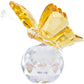 H&D Crystal Flying Butterfly with Crystal Ball Base Figurine Collection Cut Glass Ornament Statue Animal Collectible (Clear)