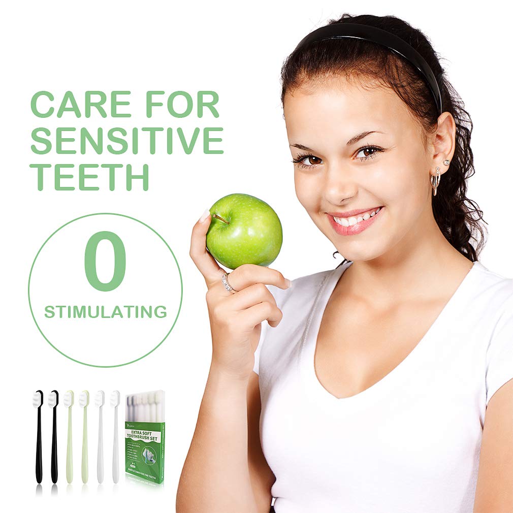 Buy now EasyHonor Extra Toothbrush for Sensitive Gums, Micro Fur Manual Toothbrush with 20000 Soft Floss Bristle for Pregnant Women, Elderly, Braces and Gum Recessions, Protect Fragile Gums (6 Pack) at indiglob india