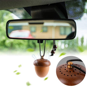 Wooden Acorn Essential Oil Car Diffuser Air Freshener Hang Decoration Brown