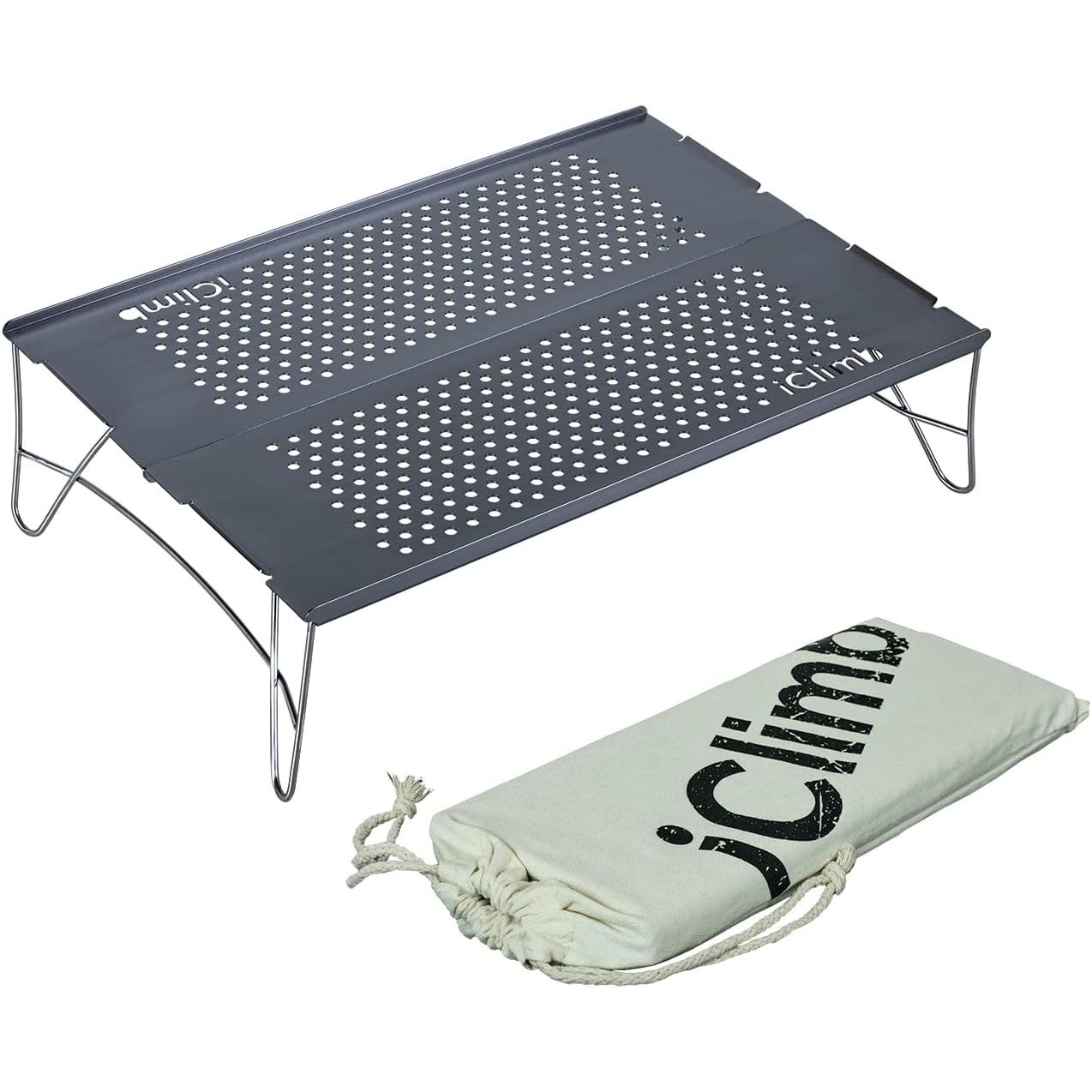iClimb Mini Solo Folding Table Ultralight Compact for Backpacking Camping Hiking Beach Picnic (Gunmetal, S)